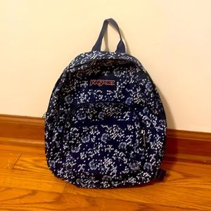 Navy blue floral mini or toddler backpack